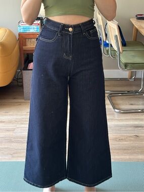 Taobao La Chappelle dark wash wide leg jeans